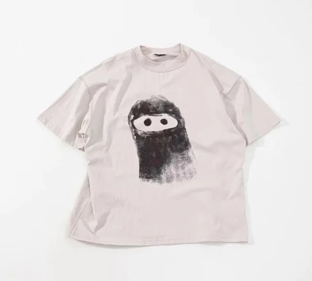 Unbranded T-Shirts Washed graphic short-sleeve T-shirt with masked character print product detail image 3