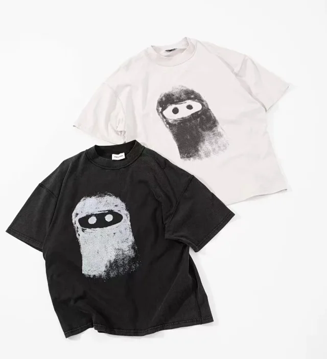 Unbranded T-Shirts Washed graphic short-sleeve T-shirt with masked character print product detail image 1