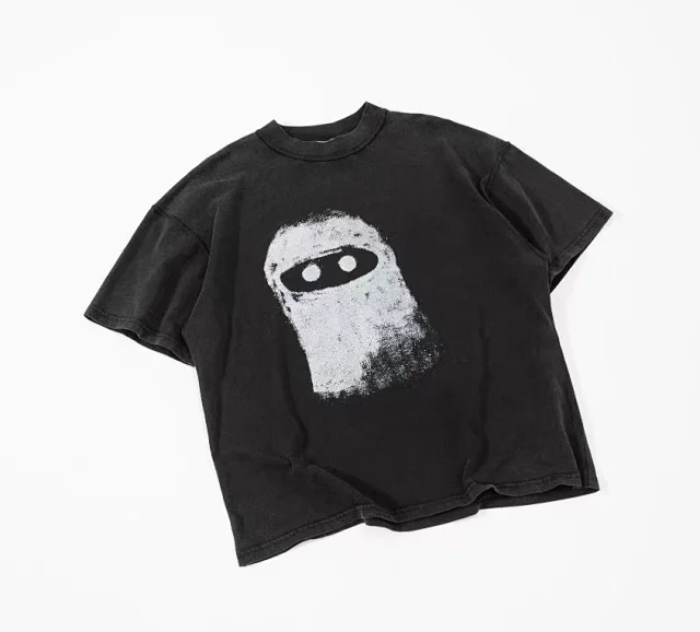 Unbranded T-Shirts Washed graphic short-sleeve T-shirt with masked character print product detail image 2