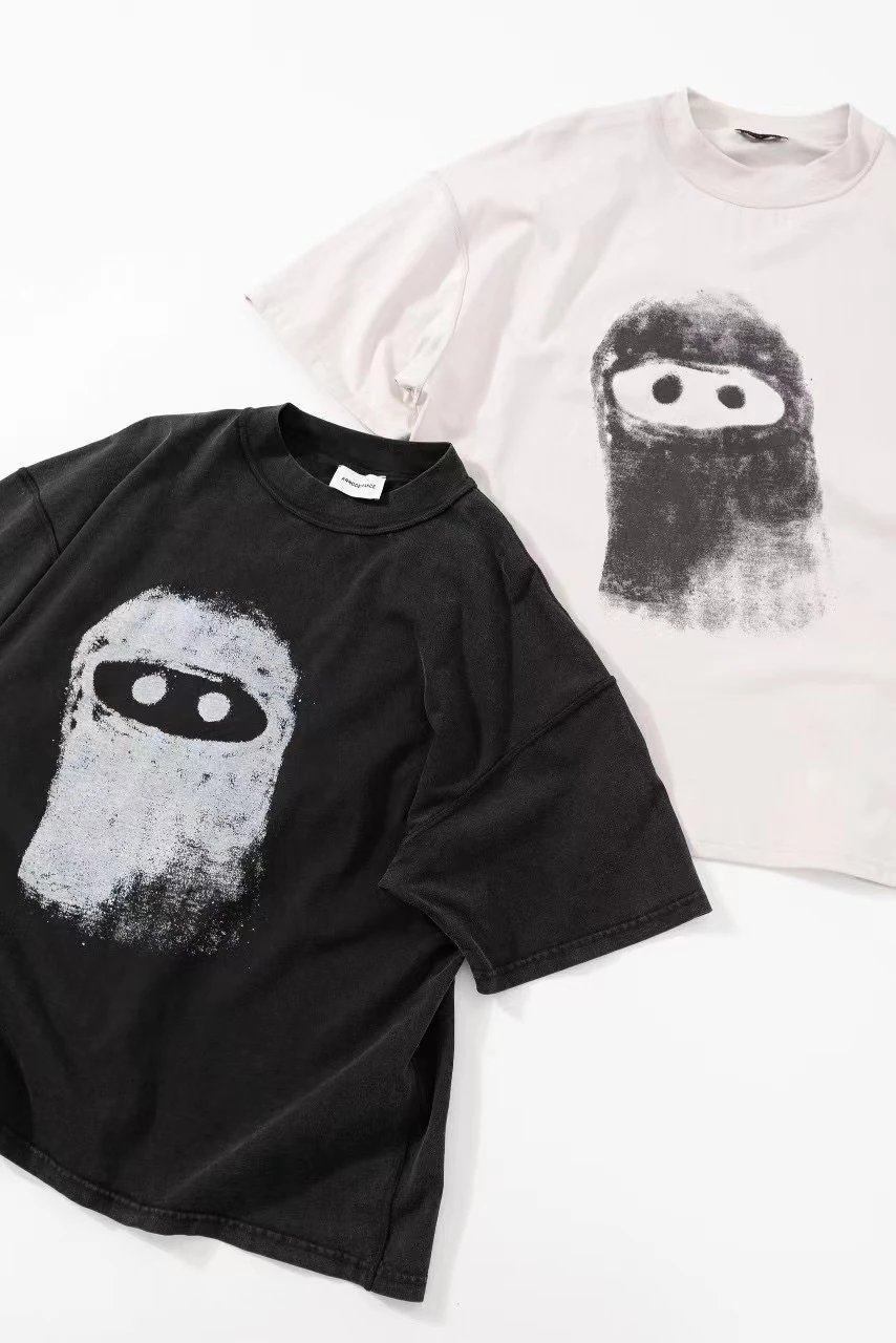 Design Ghost Face Distressed Black T-Shirt - 7