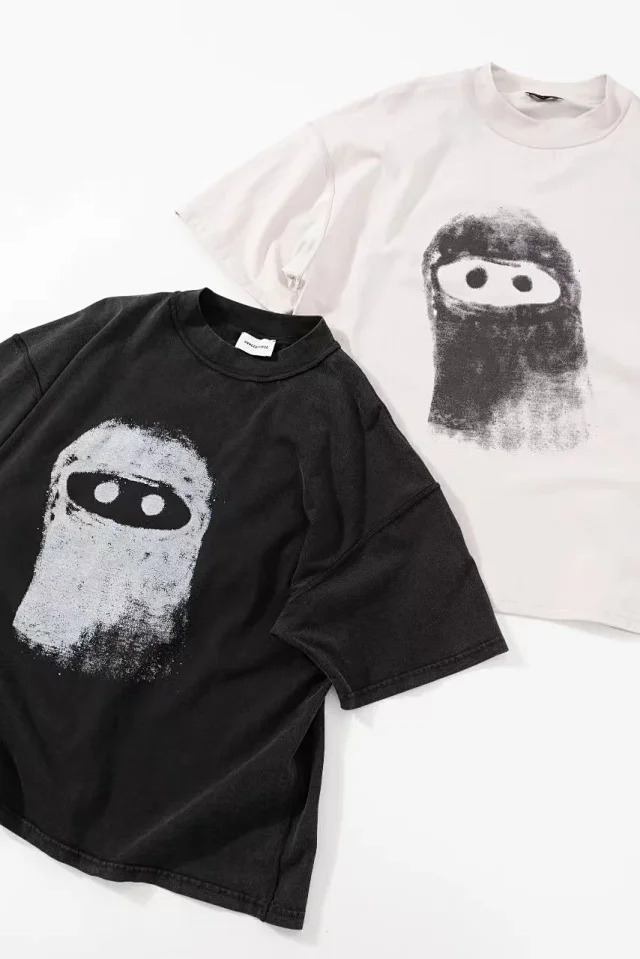Unbranded T-Shirts Washed graphic short-sleeve T-shirt with masked character print product detail image 6