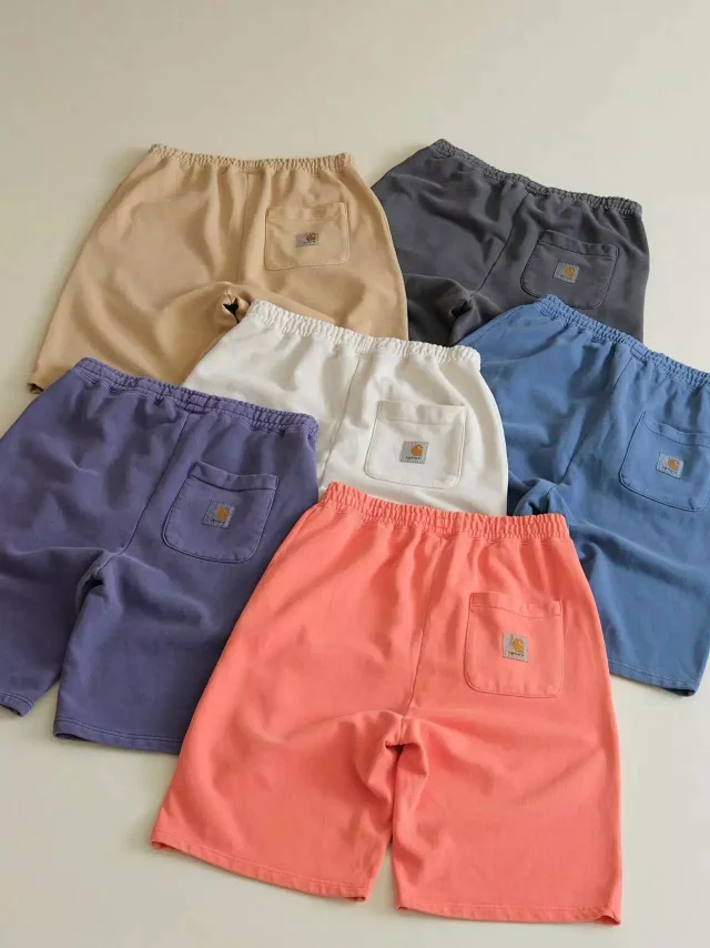 Carhartt Shorts Washed elastic-waist drawstring with logo patch product detail image 1