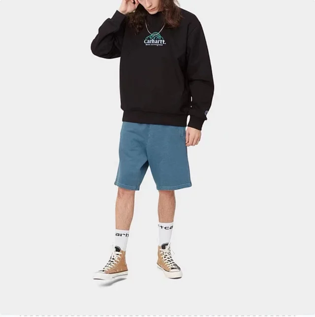 Carhartt Shorts Washed elastic-waist drawstring with logo patch product detail image 21