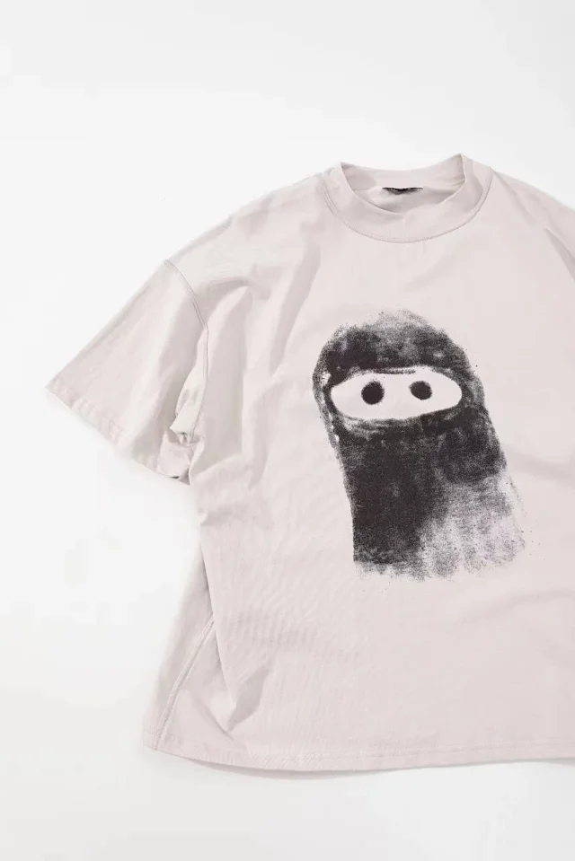 Unbranded T-Shirts Washed graphic short-sleeve T-shirt with masked character print product detail image 4