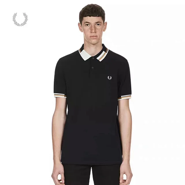 Fred Perry T-Shirts Short-Sleeve Polo Shirt with Tipped Collar and Laurel Wreath Embroidery product detail image 9