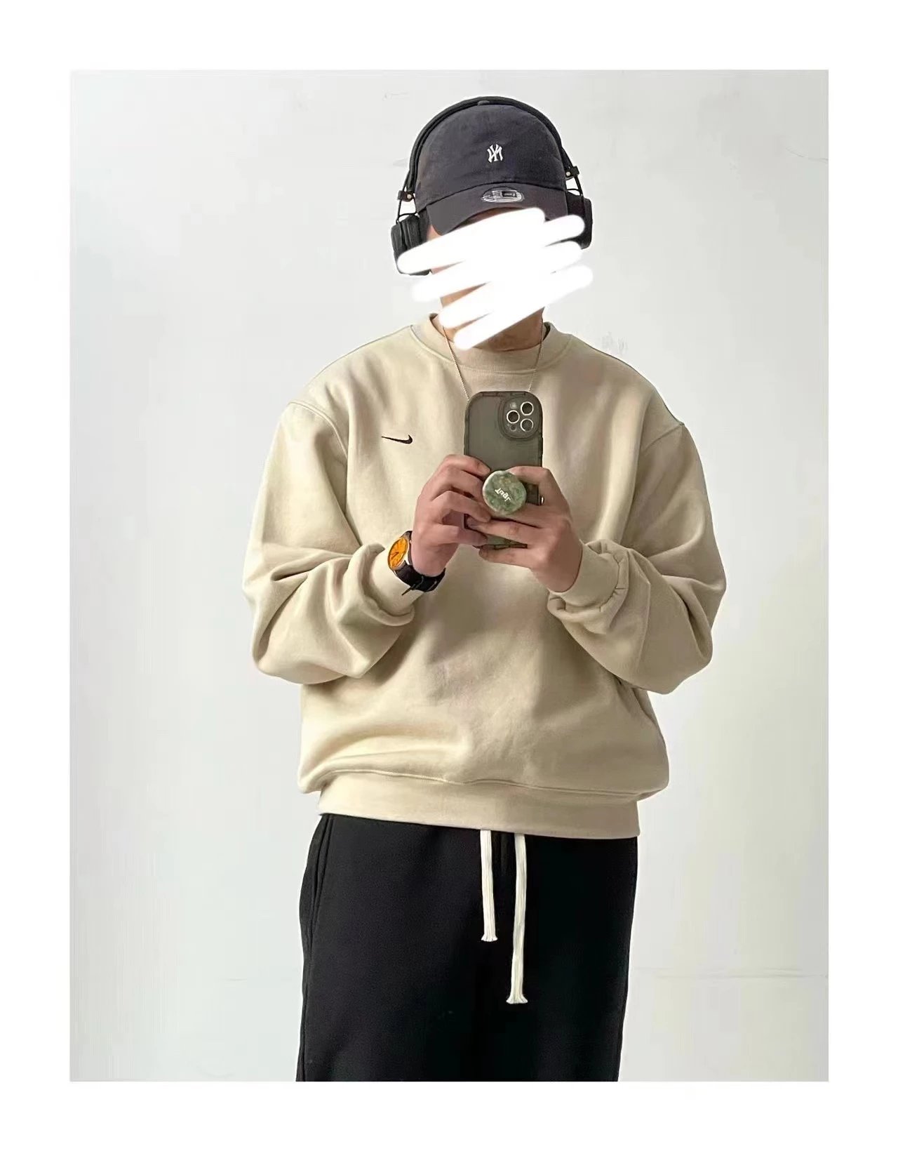 Nike Crewneck Sweatshirt Beige Hoodie
