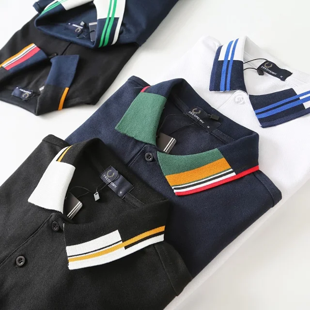 Fred Perry T-Shirts Short-Sleeve Polo Shirt with Tipped Collar and Laurel Wreath Embroidery product detail image 8