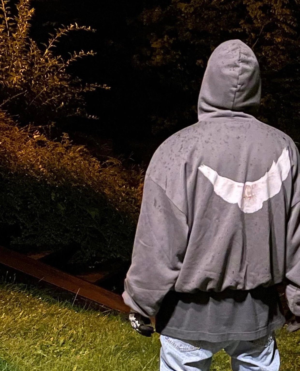 Design Dove Print Oversized Hoodie Gray - 52