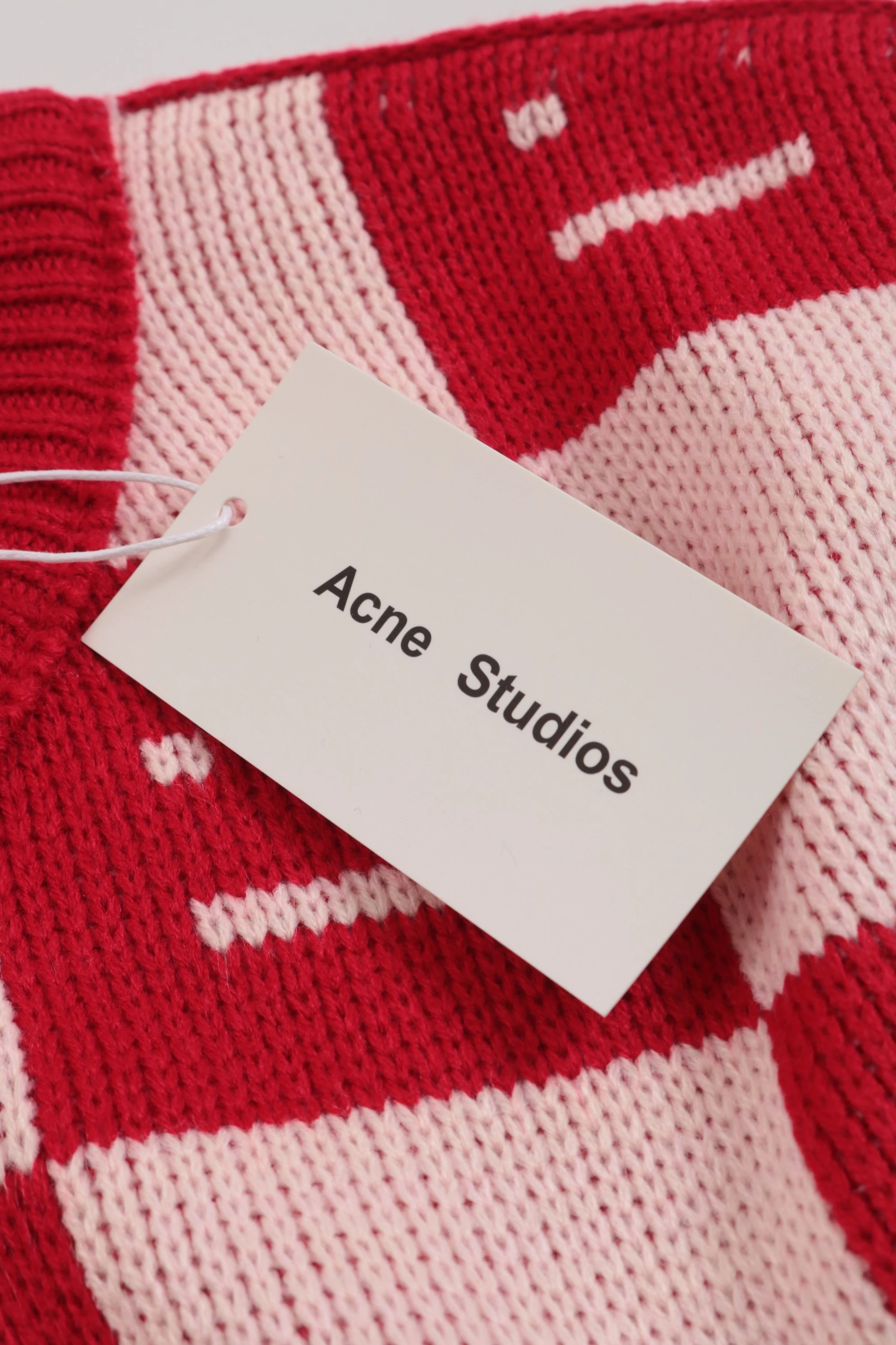 Acne Studios Checkerboard Smiley Face Sweater Orange and Brown - 11