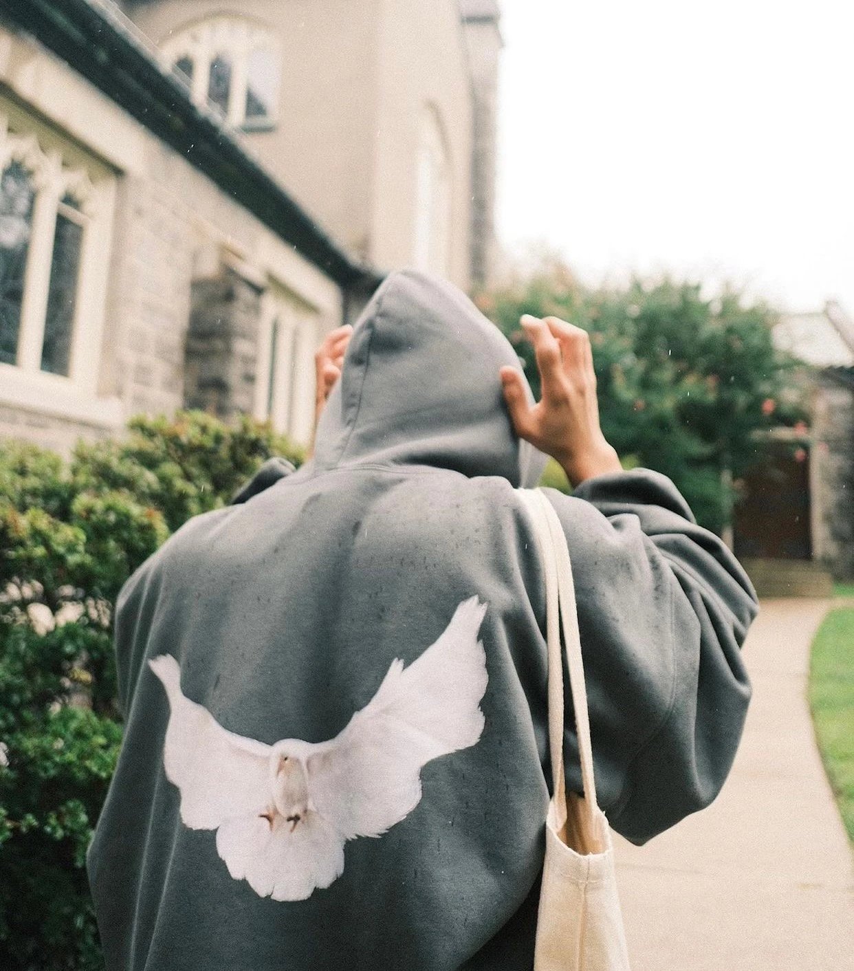 Design Dove Print Oversized Hoodie Gray - 41