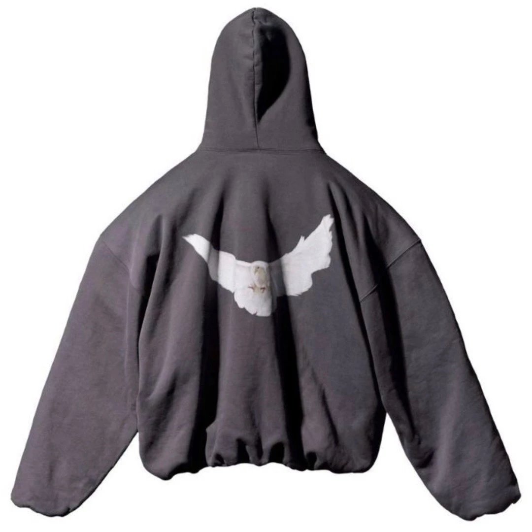 Design Dove Print Oversized Hoodie Gray - 9