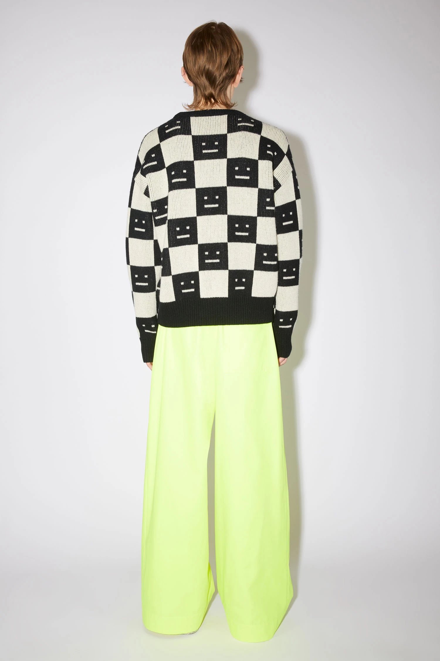 Acne Studios Checkerboard Smiley Face Sweater Orange and Brown - 16