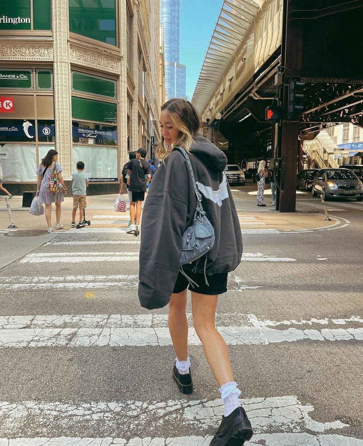 Design Dove Print Oversized Hoodie Gray - 51