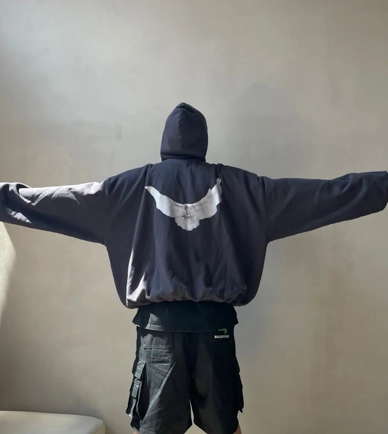 Design Dove Print Oversized Hoodie Gray - 39