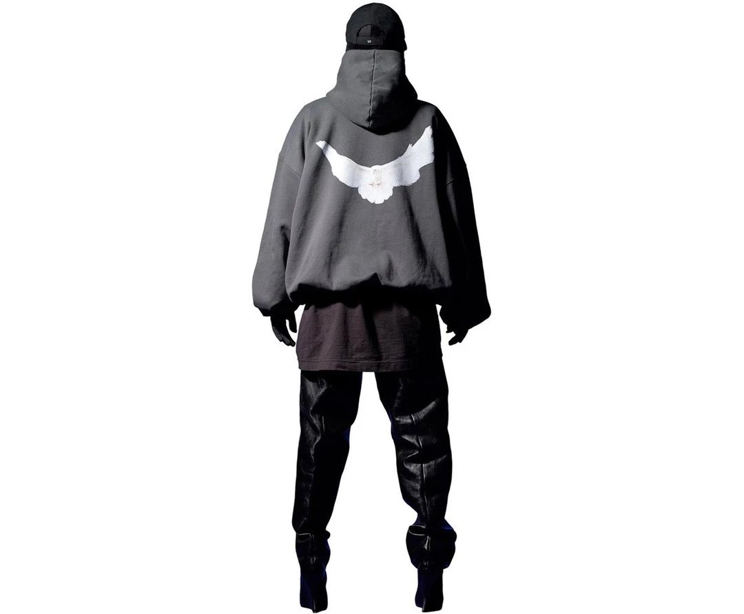 Design Dove Print Oversized Hoodie Gray - 28