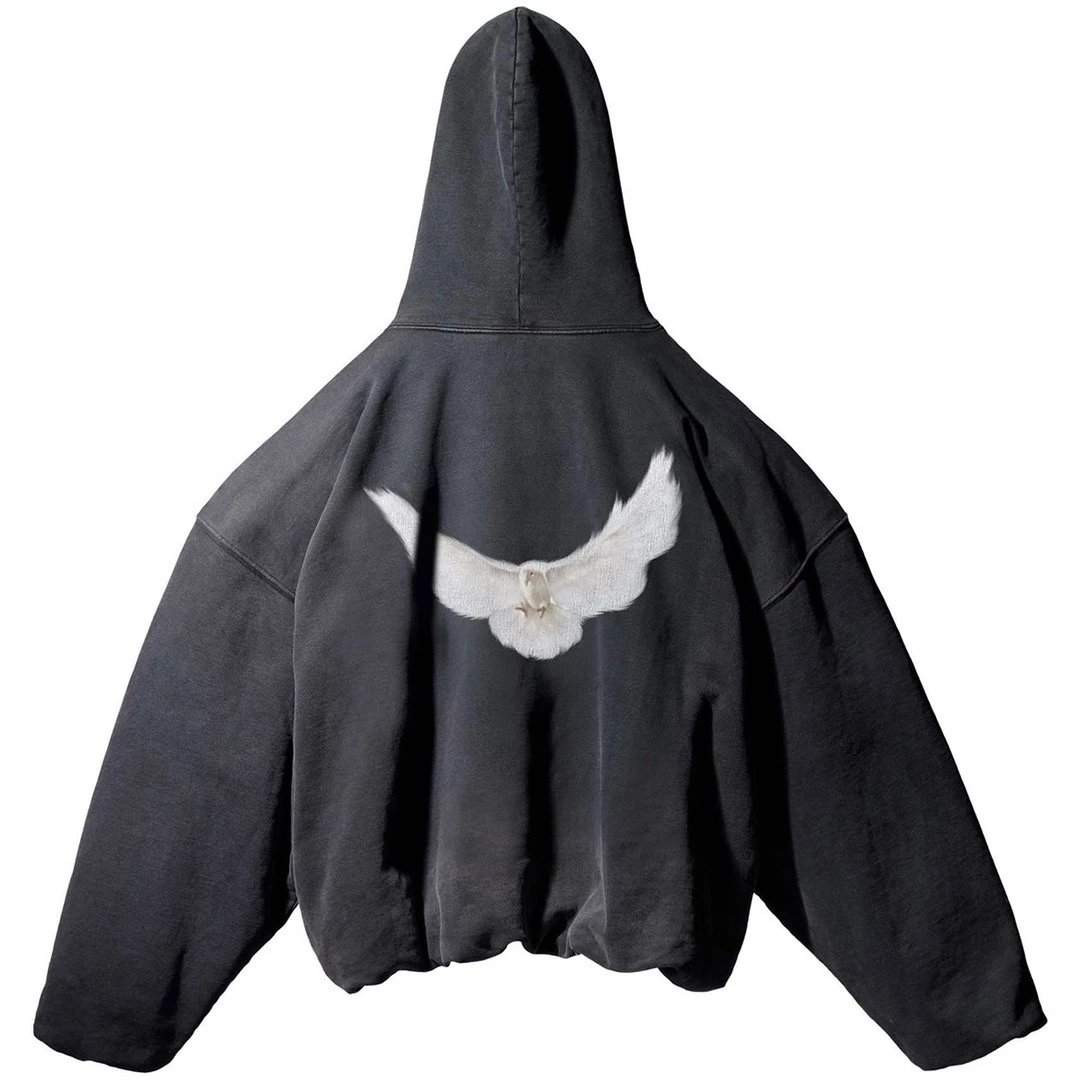 Design Dove Print Oversized Hoodie Gray - 4