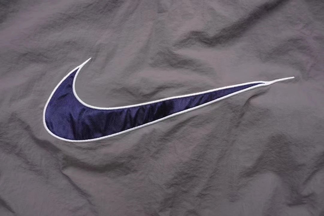 Nike Windbreaker Gray Navy Swoosh V-Neck Jacket - 7