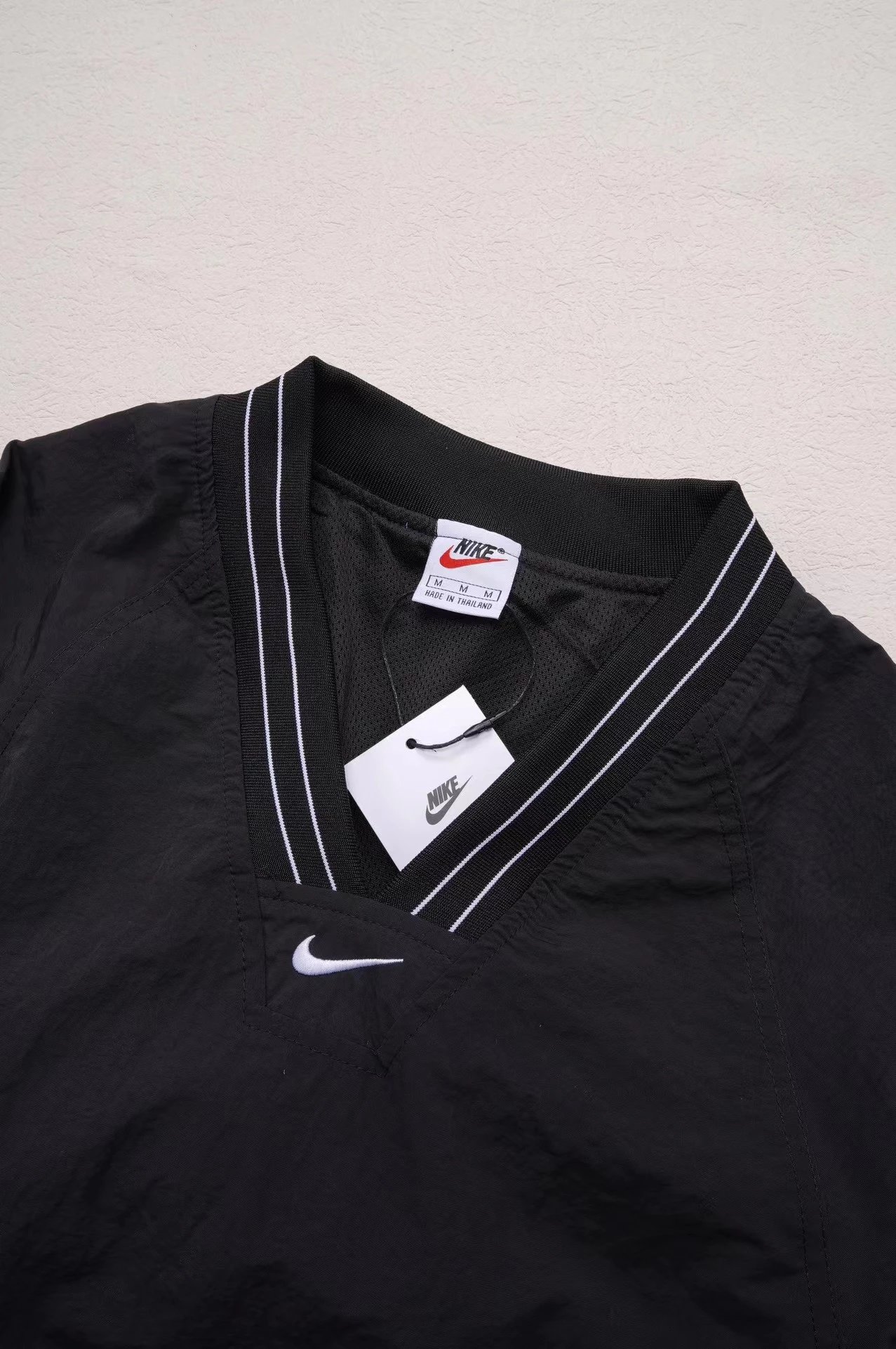 Nike Windbreaker Gray Navy Swoosh V-Neck Jacket - 6