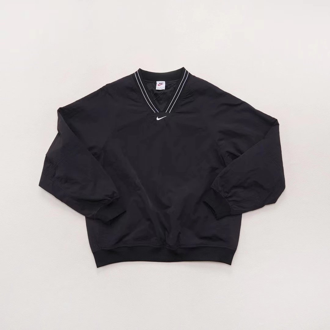 Nike Windbreaker Gray Navy Swoosh V-Neck Jacket - 3
