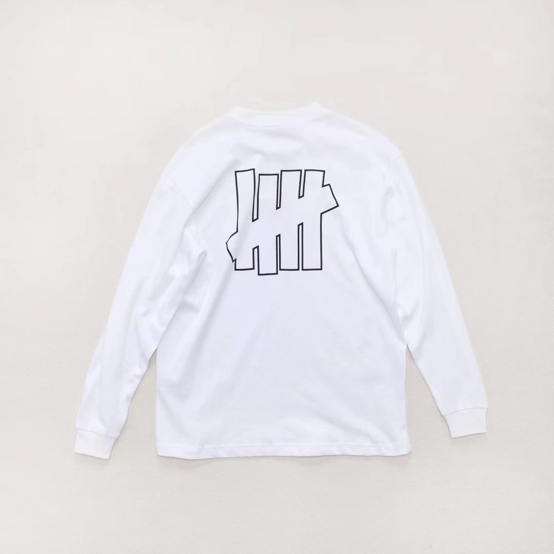 Design Undefeated Five Bars Logo Long Sleeve T-Shirt White T-Shirts - 7