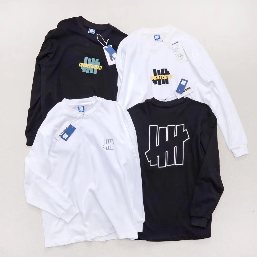 Design Undefeated Five Bars Logo Long Sleeve T-Shirt White T-Shirts - 2