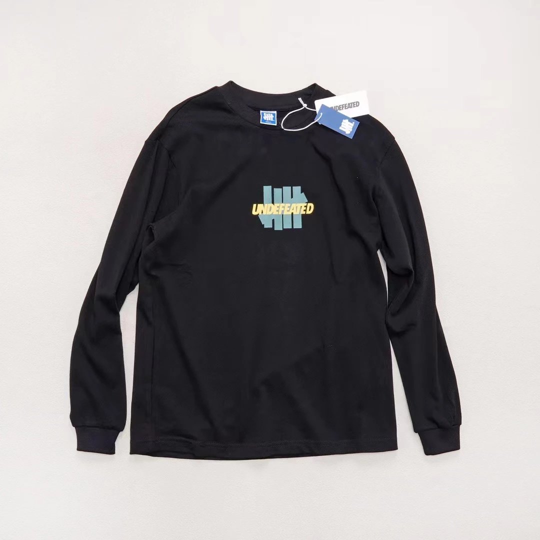 Design Undefeated Five Bars Logo Long Sleeve T-Shirt White T-Shirts - 3