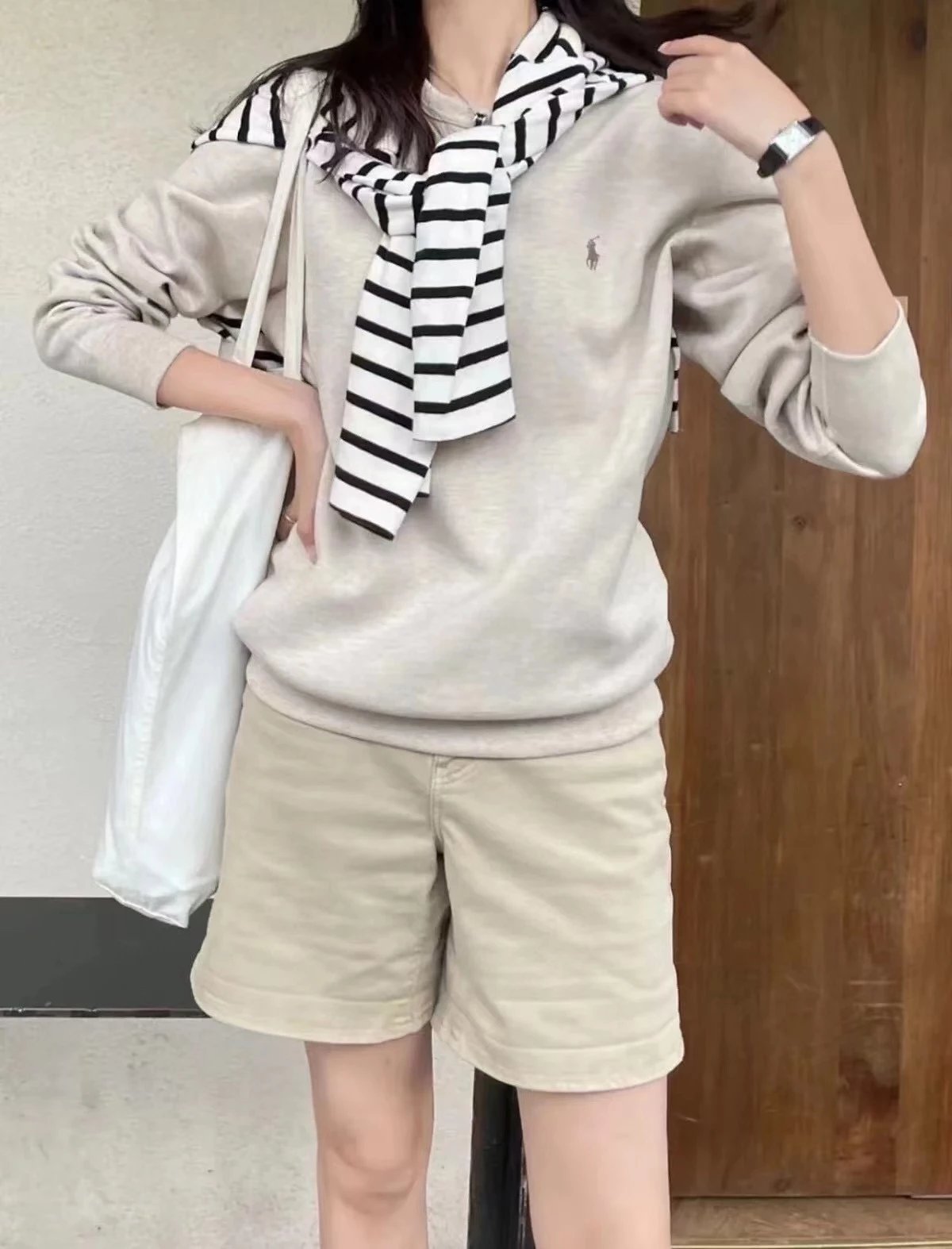 Polo Ralph Lauren Classic Crewneck Sweatshirt Beige Sweater - 34