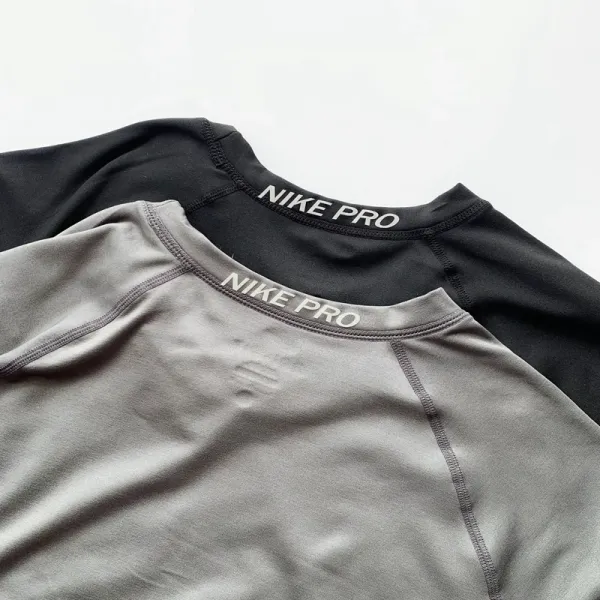 Nike Pro Dri-FIT Long Sleeve Top and Leggings Set Olive Gray Activewear - 6