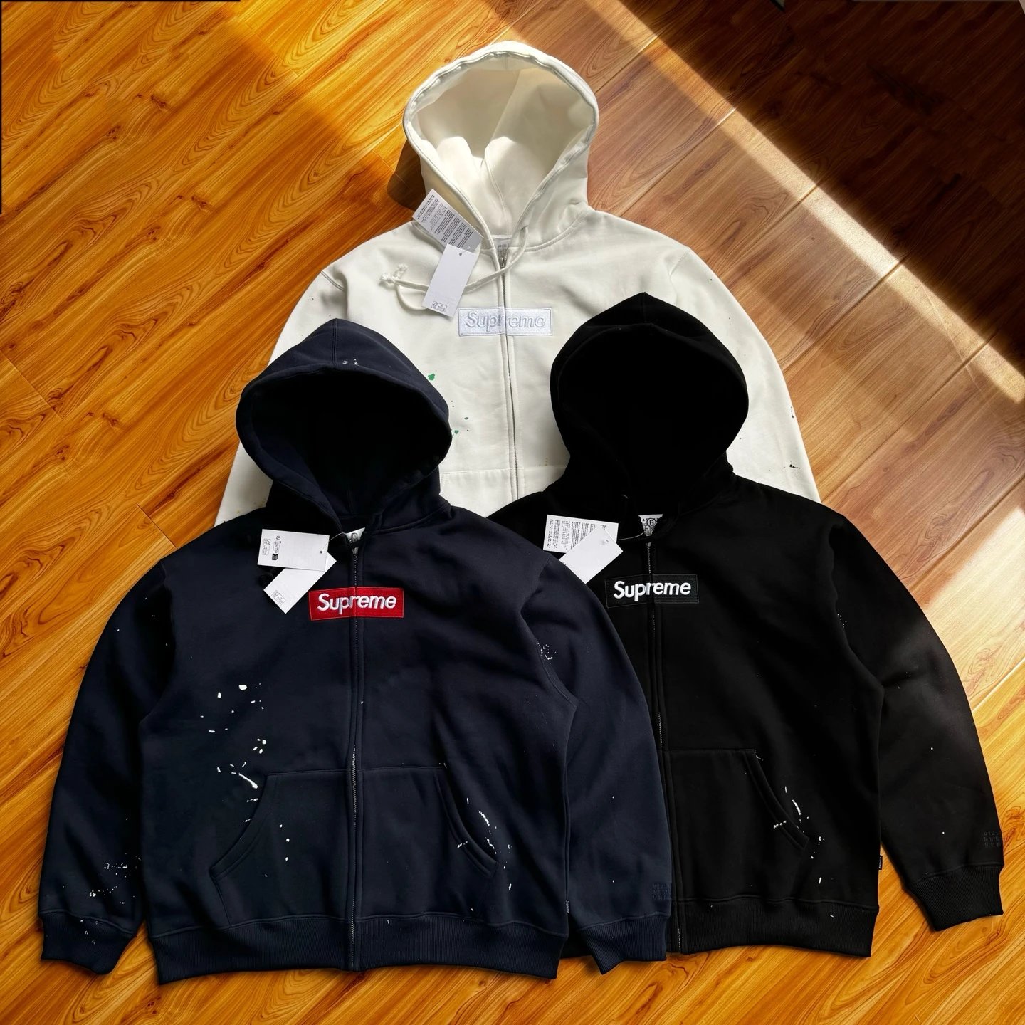 sme x M6 Co-branded SS26 WEEK4 Box Logo Zip Up Hooded Sweatshirt with Splatter Pattern, Unisex 4.8 aY
