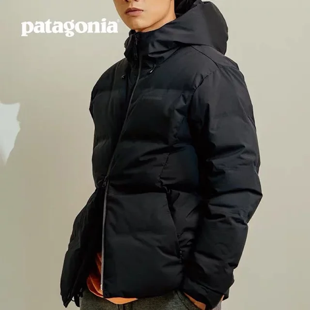 秋冬专柜新款patagonia Jackson Glacier 巴塔哥尼亚男士款保暖户外黑色机能防风连帽羽绒服夹克外套