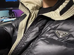 thumbnail for Pra Metal Triangle Widened Brim Hooded Down Jacket for men and women am0k