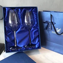 thumbnail for 2299 crystal diamond 2 wine glasses goblet! ! Gift Box! Lead-free glass is formed in one piece!