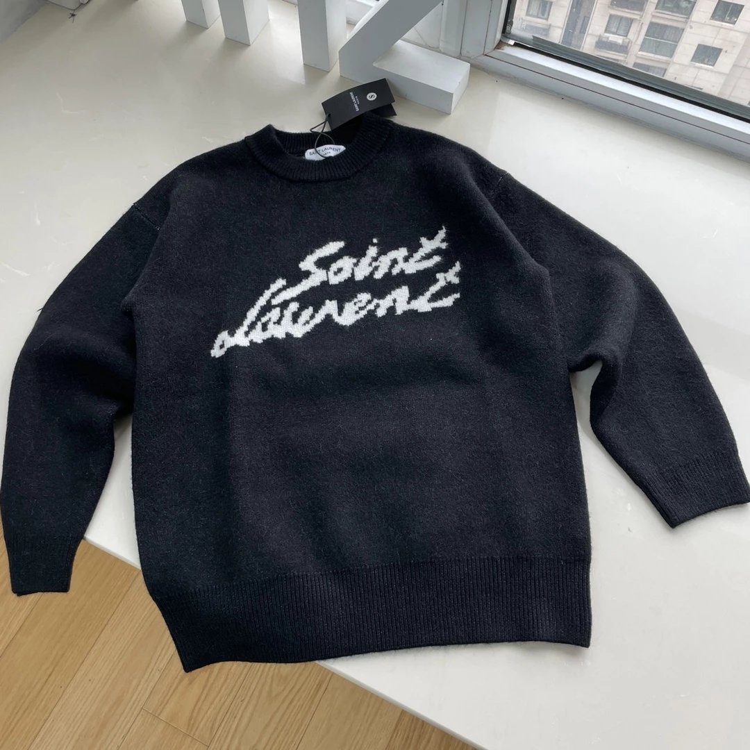 8888 Yves Saint Laurent YSL 圣罗兰限定款草写提花休闲毛衣 2