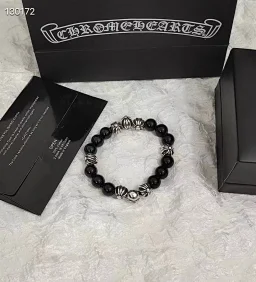 thumbnail for 2167 gram home 925 silver beads obsidian bracelet