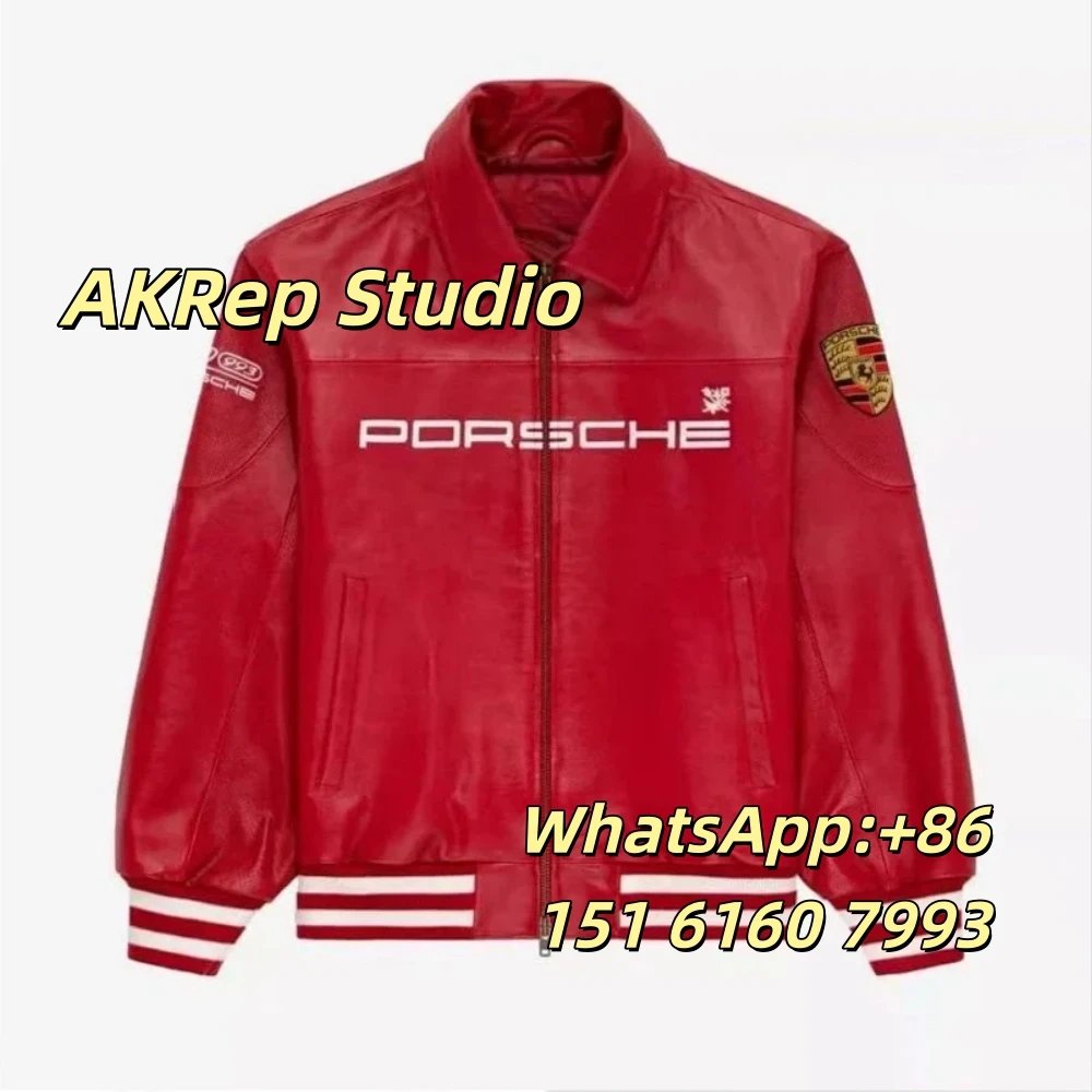 Racing Jacket Embroidered Badge Leather