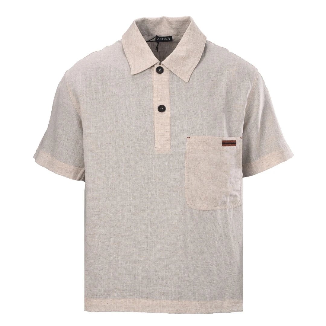Linen Short Sleeve Polo Shirt photo 2