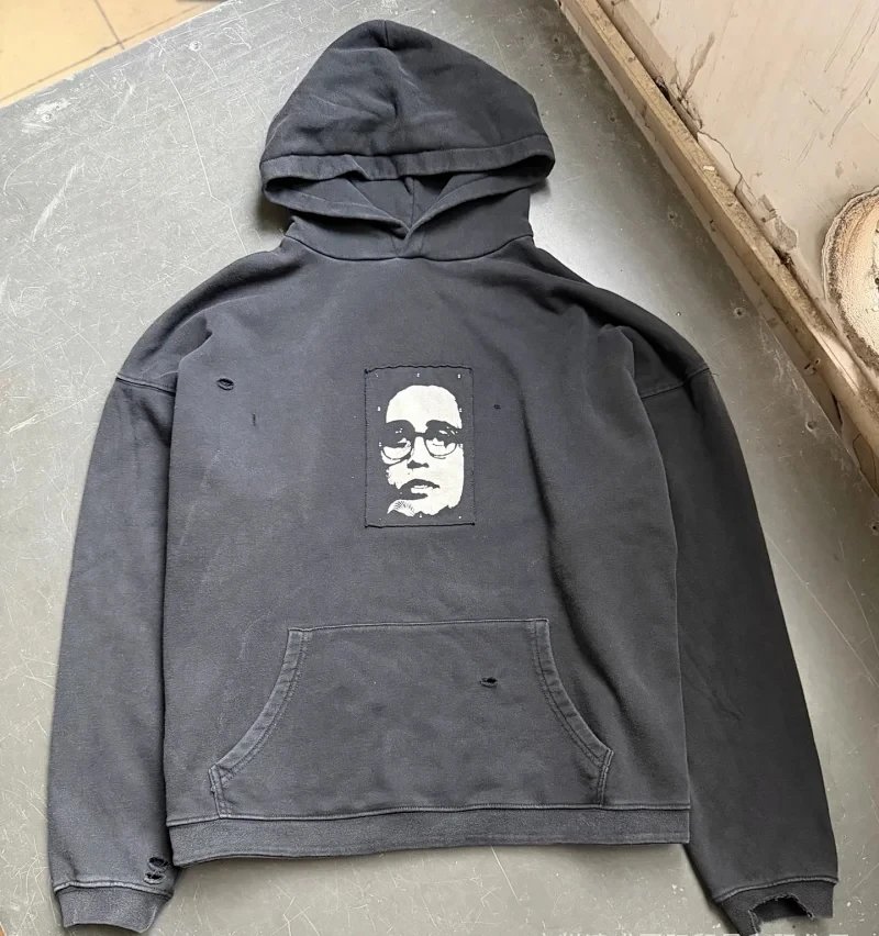 Vintage Distressed Long Sleeve Hoodie photo 6