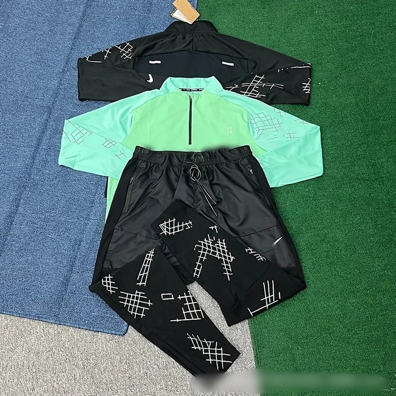 Design Technical Long-Sleeve Half-Zip Top and Grid-Print Track Pants Set Activewear - 5
