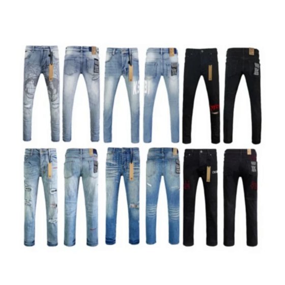 Men's Casual Stretch Denim Straight Leg Jeans with Distressed Details
