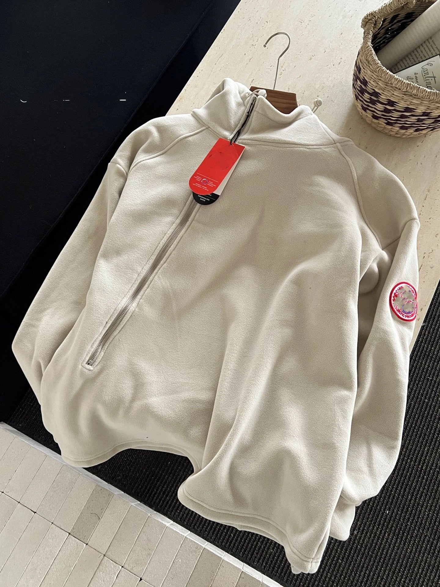 Fleece Diagonal Zip Hoodie photo 3