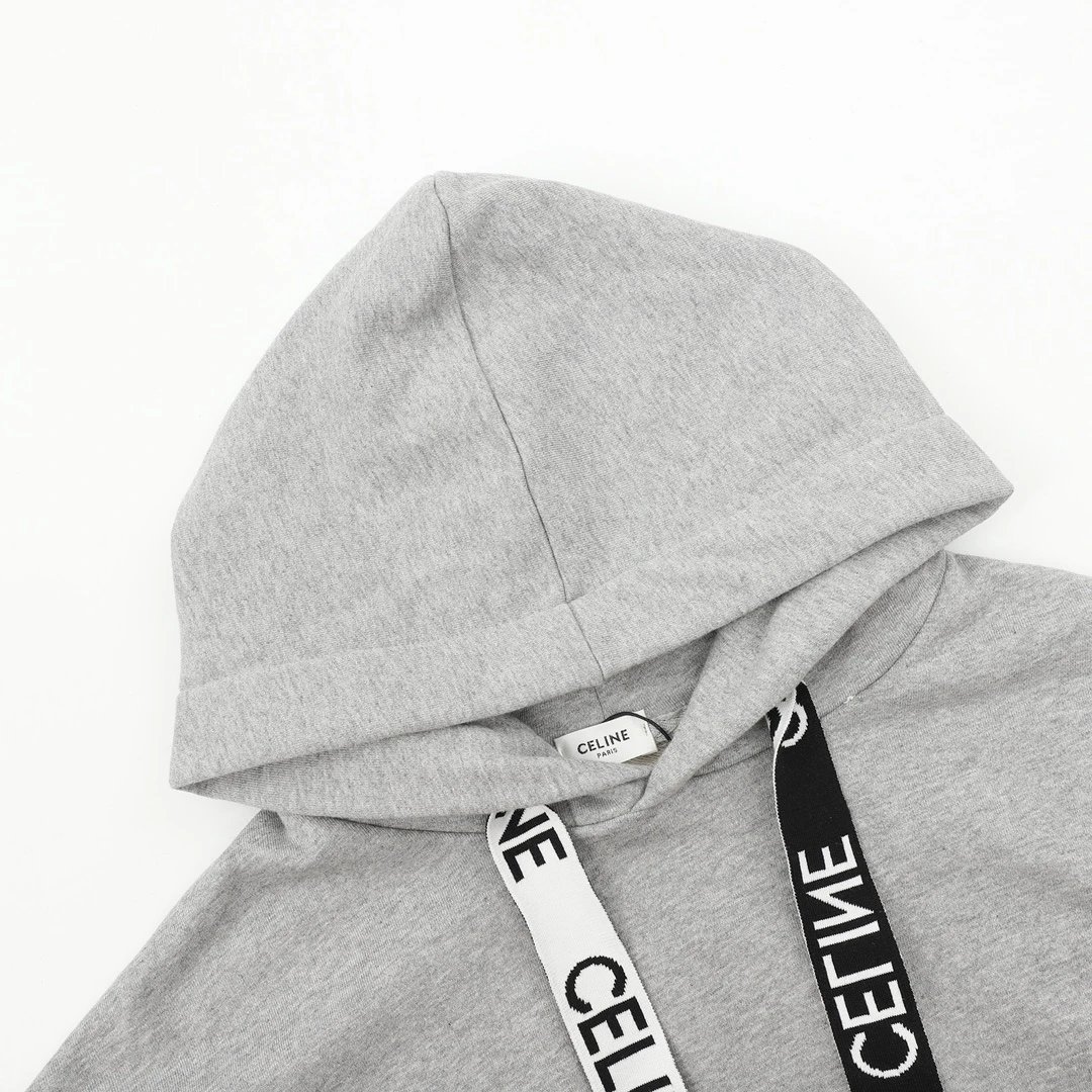 Saint Laurent Logo Tape Hoodie Gray - 13