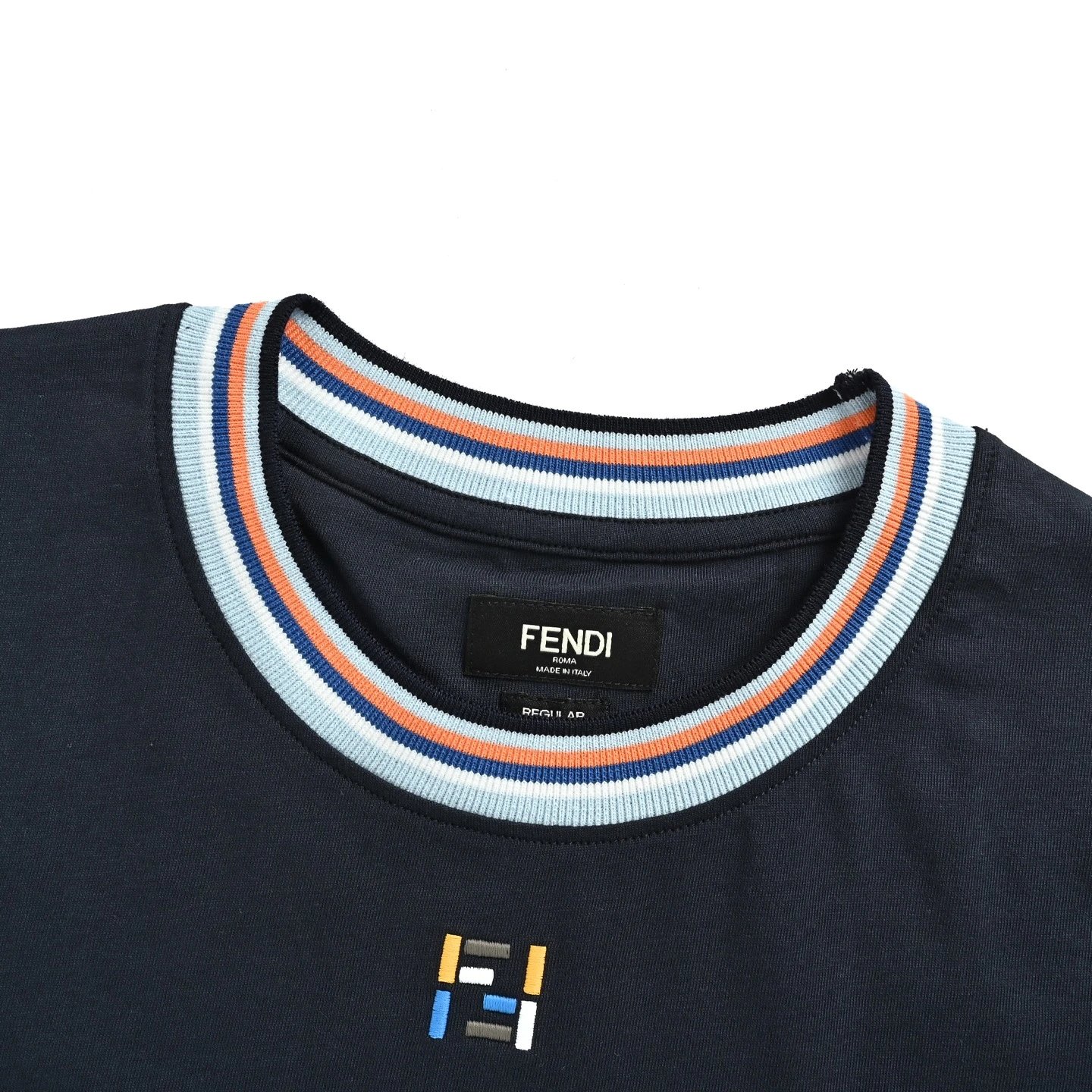Striped Collar Double Letter Embroidery Short Sleeve photo 5