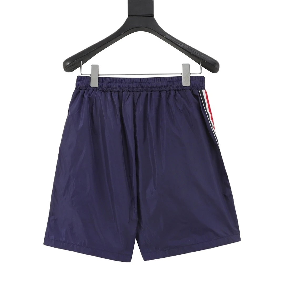 Moncler Logo-Embroidered Navy Shorts with Stripe Tape - 15