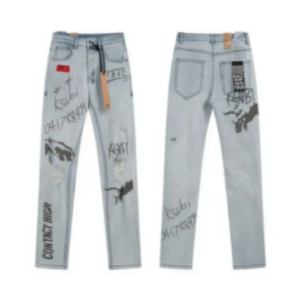 Ksubi x Unknown Artist Graffiti-Print Light Wash Jeans - 1