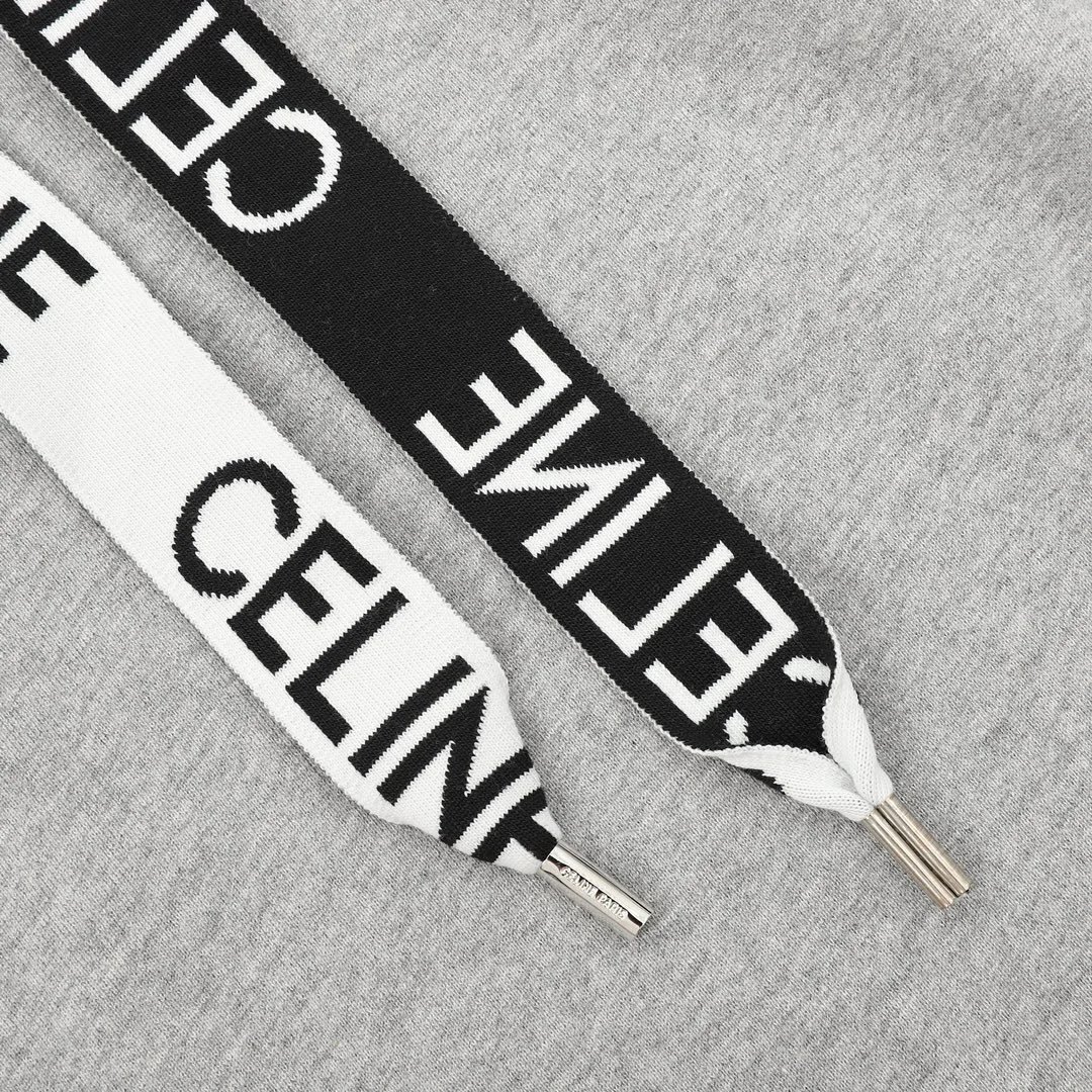 Saint Laurent Logo Tape Hoodie Gray - 15