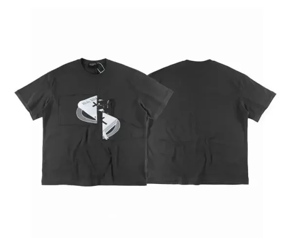 Design Graphic Print Pocket T-Shirt Black - 1