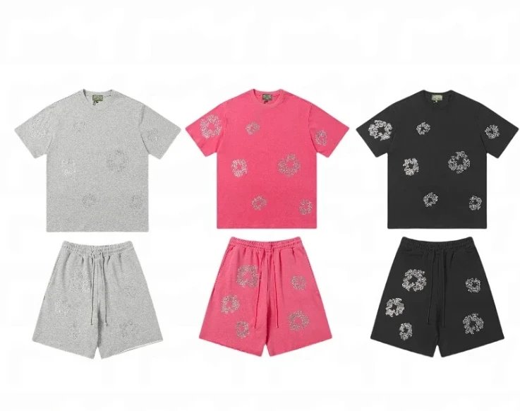 Rhinestone Print T-Shirt and Shorts Set