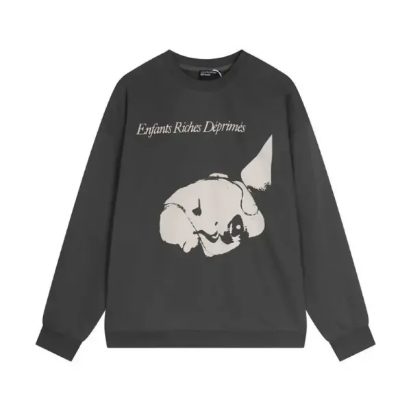 Enfants Riches Déprimés Graphic Print Oversized Sweatshirt Charcoal Gray Hoodie - 1