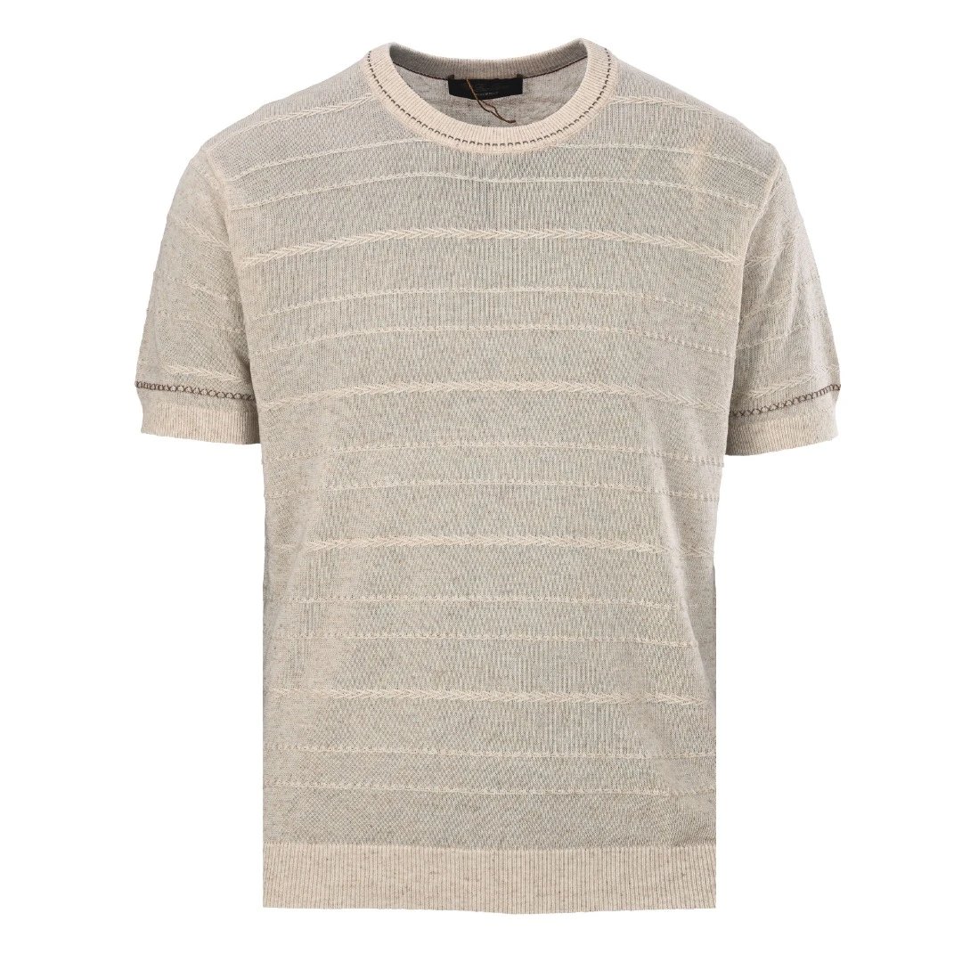 Rib Knit Wave Texture Linen T-Shirt photo 2