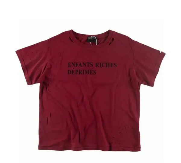 Enfants Riches Déprimés Distressed Graphic T-Shirt Burgundy - 1